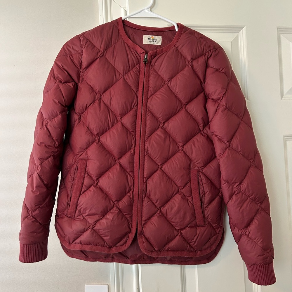 Marine Layer Quilted Lightweight Bomber Jacket - Dusty Rose XS
